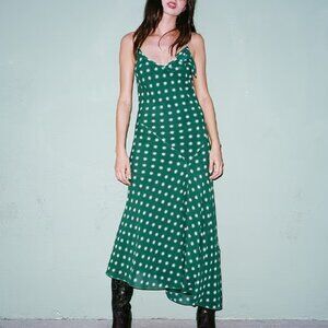 Realisation Midi dress with draped skirt and bust-line frill